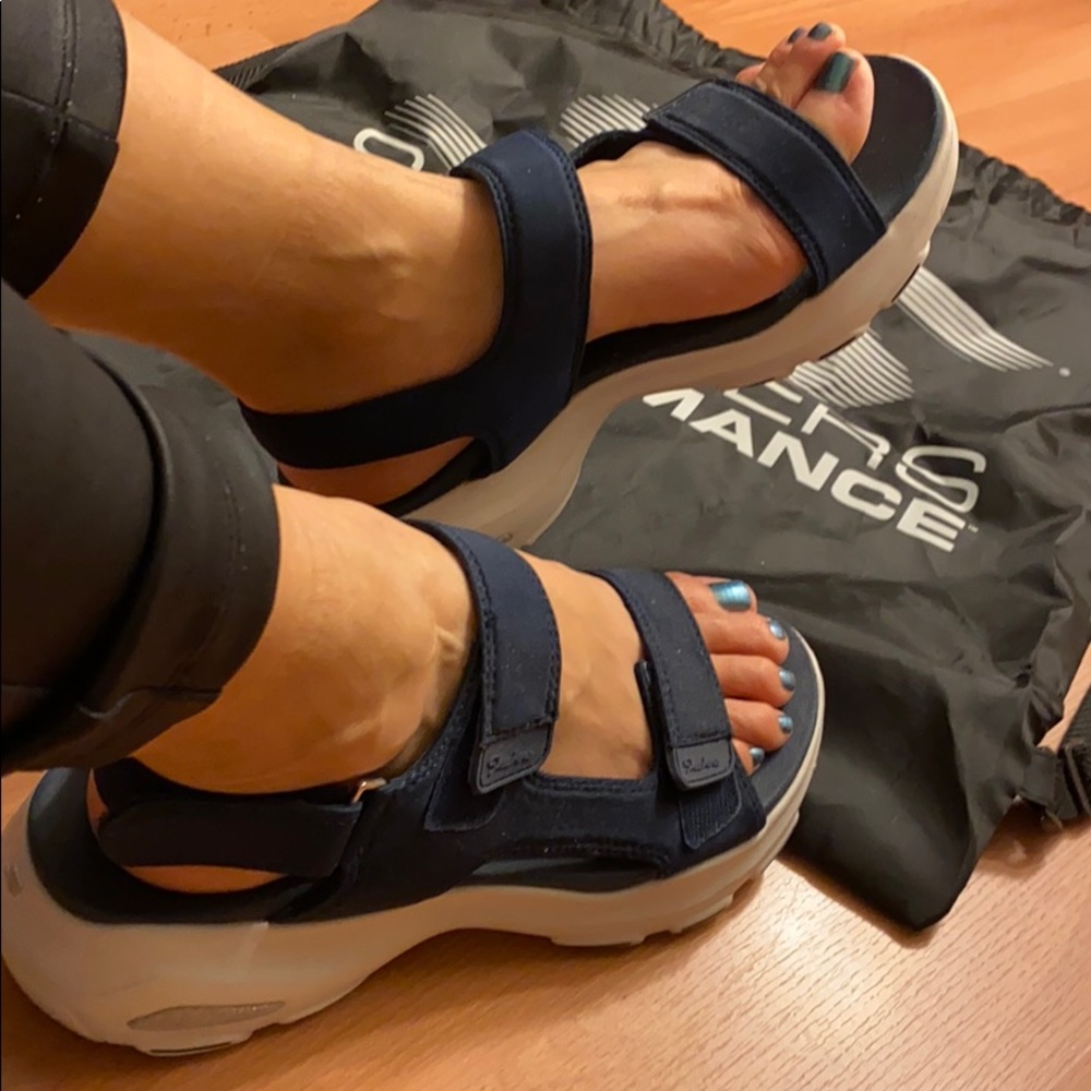 Platform Navy Velcro Strap Skechers